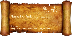 Mensik Ambrózia névjegykártya